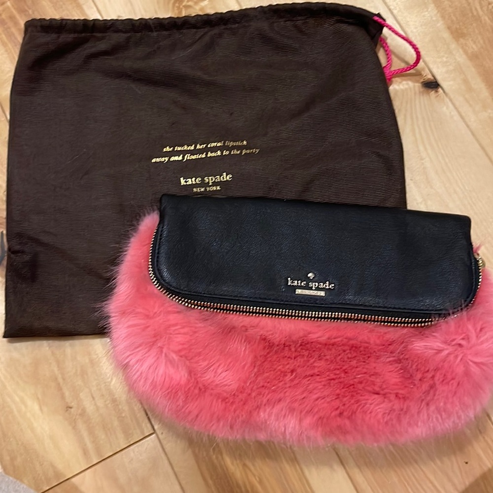 Kate Spade pink fur clutch